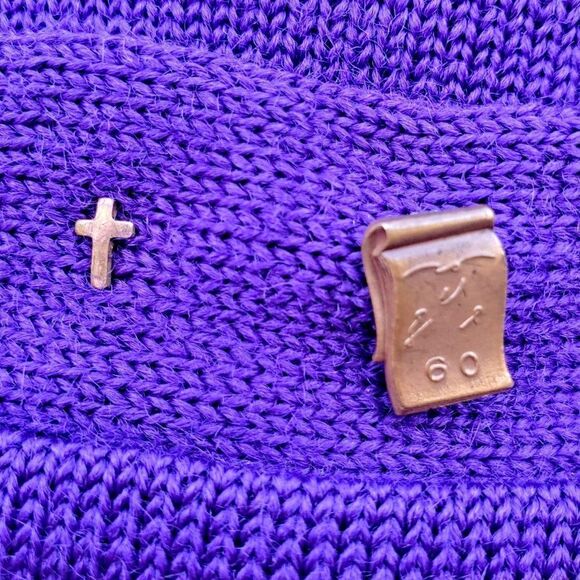 Varsity Jacket Vintage Class Sweater 50s High School Purple Wool S - Picture 7 of 15